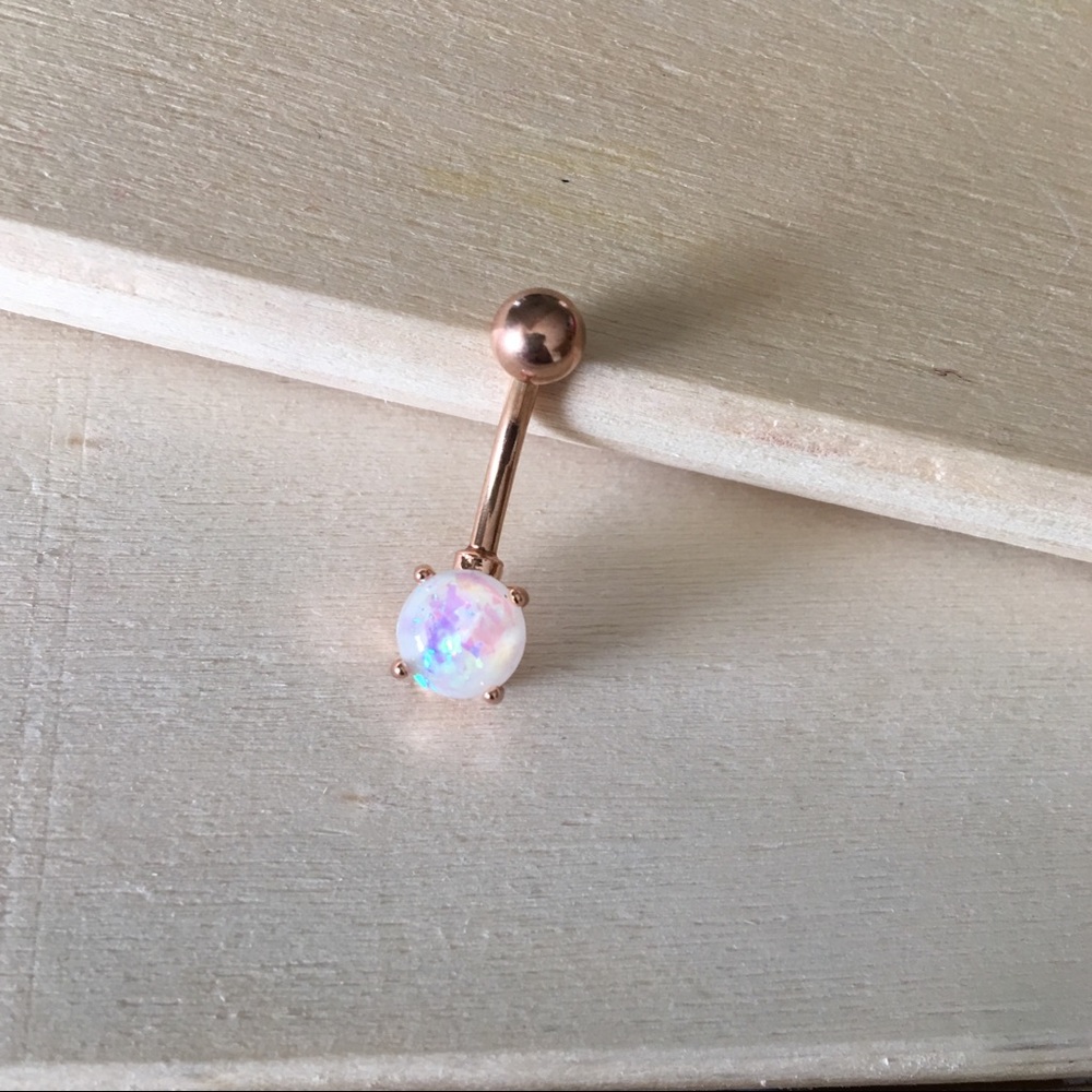 Rose Gold Opalite Belly Button Ring